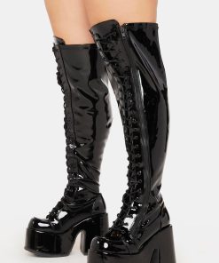 Alternative view of Camel-300WC Platform Wide Calf Thigh High Boots