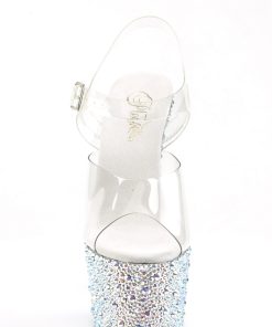 Alternative view of Bejeweled-708DM Platform Ankle Strap Sandals-Silver