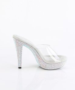 Cocktail-501 Platform Rhinestone Slides-Silver
