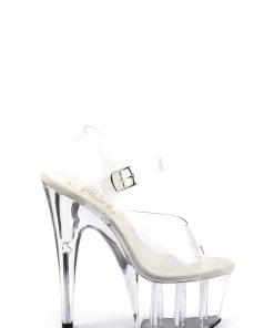 Adore-708 Platform Ankle Strap Sandals-Clear