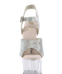 Alternative view of Adore-708N-RS Platform Rhintestones Ankle Strap Sandals-Clear
