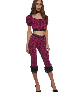 Alternative view of Lace Print Crop Top