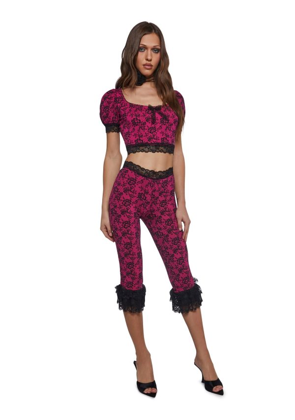 Lace Print Crop Top
