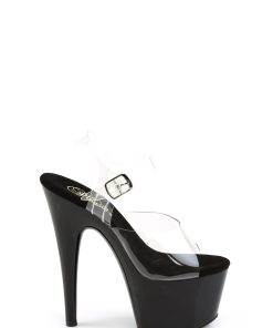Adore-708 Platform Ankle Strap Sandals-Clear-Black
