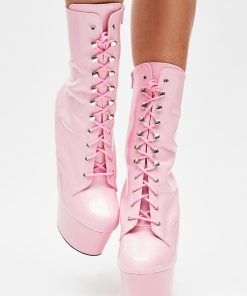 Alternative view of Adore-1020 Platform Ankle Boots-Baby Pink
