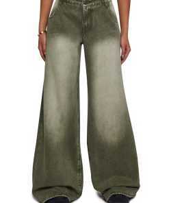 Sinful Attitude Wide Leg Jeans - Green