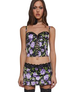 Floral Satin Bustier