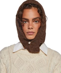 Fall Vibing Knit Hood - Brown