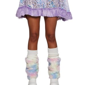 Sequin Faux Fur Trimmed Skirt ?C Lavender