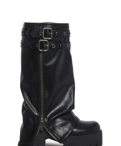 Warp Knee High Pant Boots - Black
