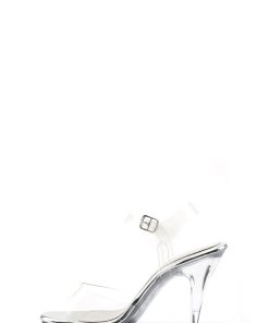 Alternative view of Caress-408 Platform Ankle Strap Sandals-Clear