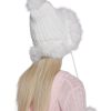Bubble Pop Faux Fur Hat With Pom Poms -White