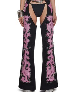 Alternative view of Longing Heart Denim Chaps - Black