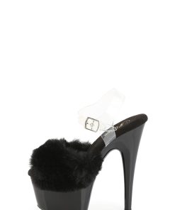 Alternative view of Adore-708FUR Platform Ankle Strap Sandals-Black