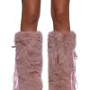 Midnight Muse Bow Faux Fur Warmers -Pink