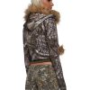 Camo Velour Hoodie With Faux Fur Trim