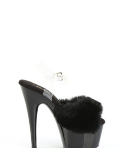 Adore-708FUR Platform Ankle Strap Sandals-Black