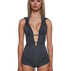 Downbeat Hooded Romper ?C Black