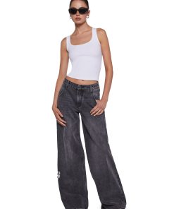 Alternative view of Sinful Attitude Wide Leg Jeans - Dark Grey