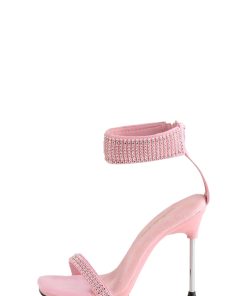 Alternative view of Chic-40 Platform Ankle Strap Rhinestone Sandals-Baby Pink