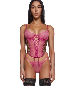 Animal Instincts Sheer Mesh Bustier Lingerie Set