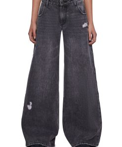Sinful Attitude Wide Leg Jeans - Dark Grey