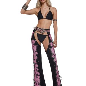 Longing Heart Denim Chaps ?C Black
