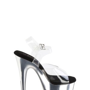 Adore-708 Platform Ankle Strap Sandals-Silver Chrome