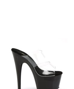 Adore-702 Platform Two-Band Straps Slides-Clear-Black