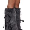 Midnight Muse Bow Faux Fur Warmers ??Gray