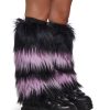 Midnight Amethyst Striped Fur Leg Warmers