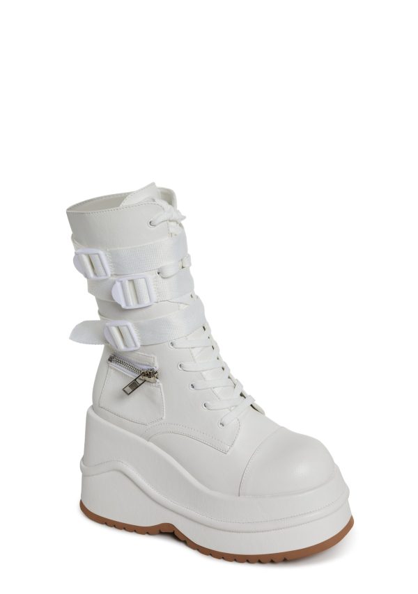 Mad Hustle Wedge Platform Boots ?C White