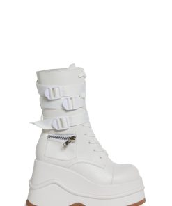 Mad Hustle Wedge Platform Boots - White