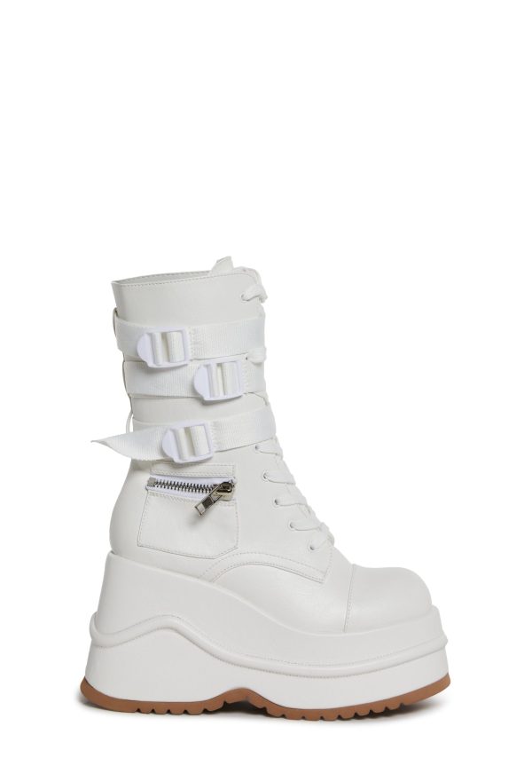 Mad Hustle Wedge Platform Boots ?C White
