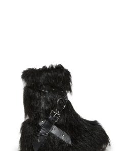 Low Wild Instincts Faux Fur Combat Boots - Black