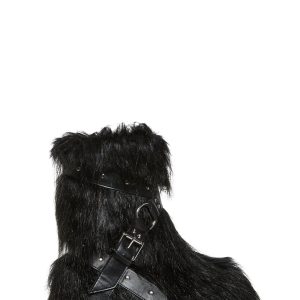 Low Wild Instincts Faux Fur Combat Boots ?C Black