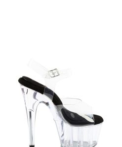 Adore-708PREM Platform Ankle Strap Sandals-Clear