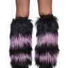 Midnight Amethyst Striped Fur Leg Warmers