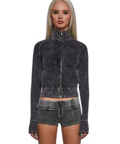 Ego Ribbed Knit Zip Up