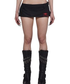 Born To Ride Pleated Ultra Mini Skirt - Black