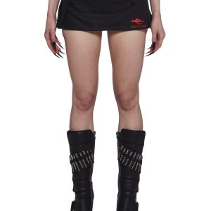 Born To Ride Pleated Ultra Mini Skirt ?C Black