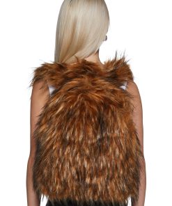 Rosy Roam Faux Fur Backpack - Brown