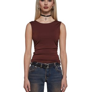 Elegant Turn Short Sleeve Top ?C Brown