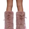 Midnight Muse Bow Faux Fur Warmers -Pink