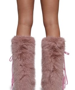 Alternative view of Midnight Muse Bow Faux Fur Warmers -Pink