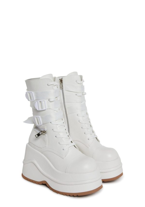 Mad Hustle Wedge Platform Boots ?C White