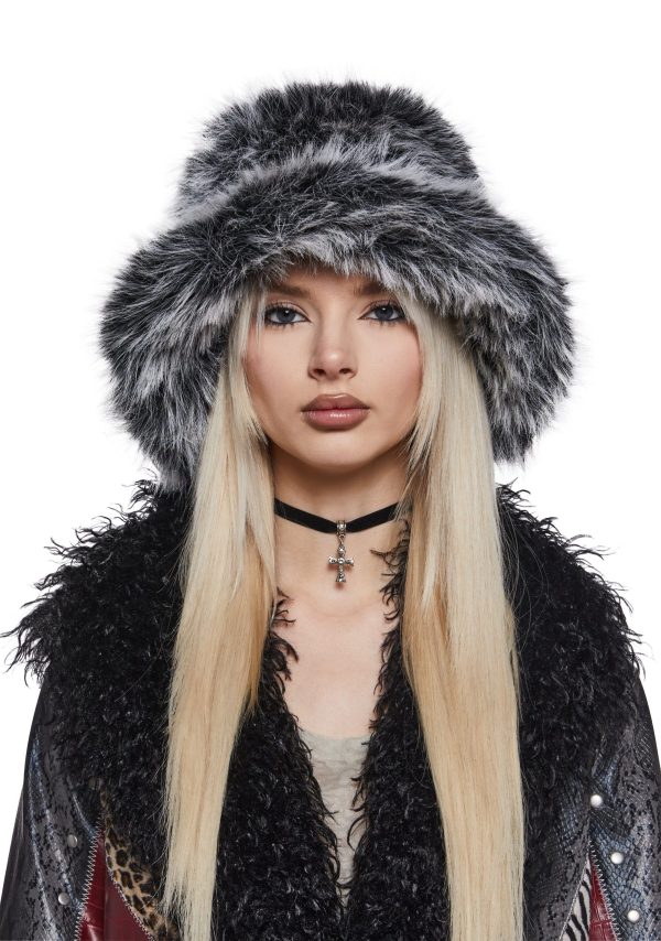 Arctic Noir Faux Fur Bag And Hat Set