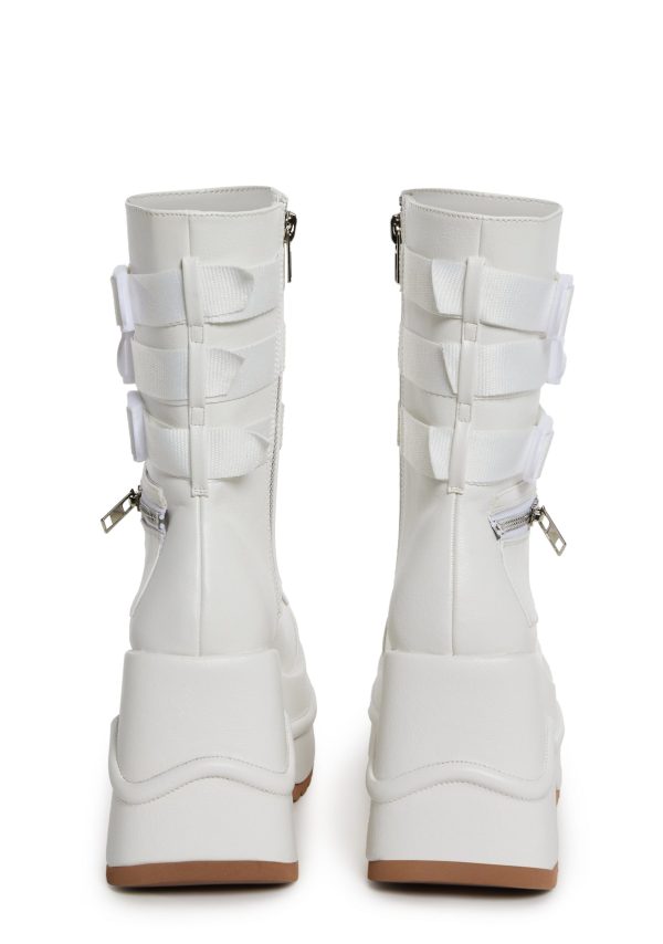 Mad Hustle Wedge Platform Boots ?C White