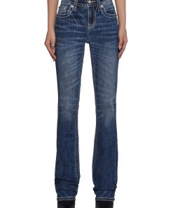 34" Mid Rise Washed Boot Cut Jeans