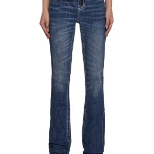 34" Mid Rise Washed Boot Cut Jeans